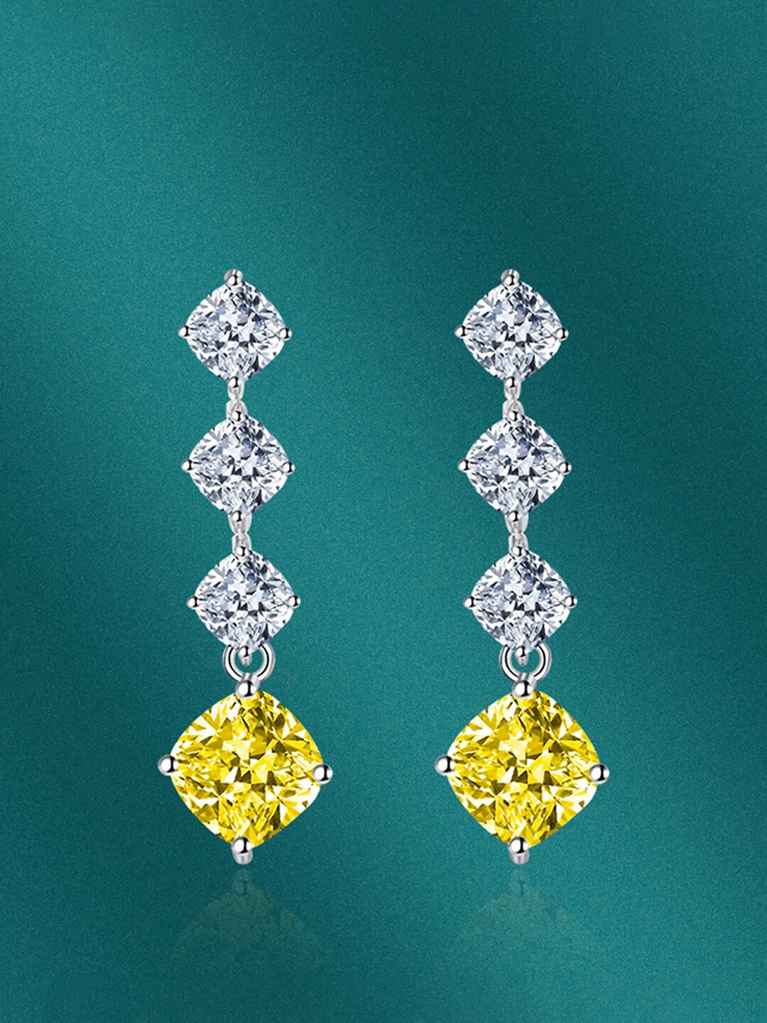 

Designs & You Silver-Plated CZ Studded Drop Earrings