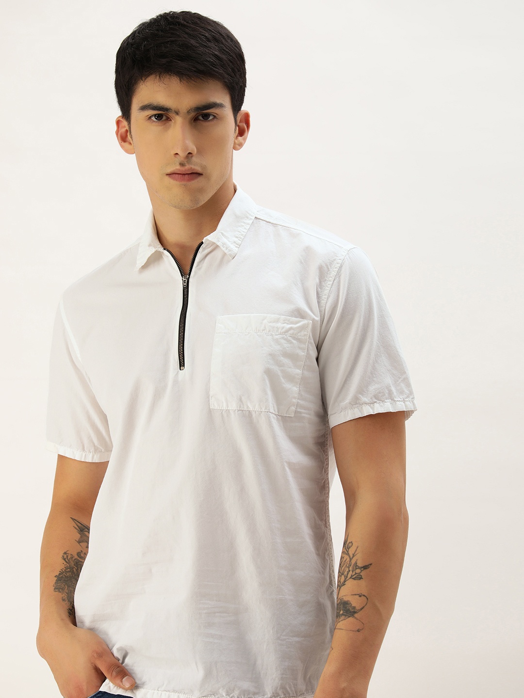 

IVOC Men Pure Cotton Casual Shirt, White