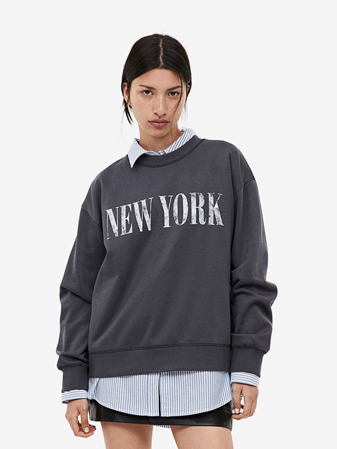

H&M Printed Sweatshirt, Grey