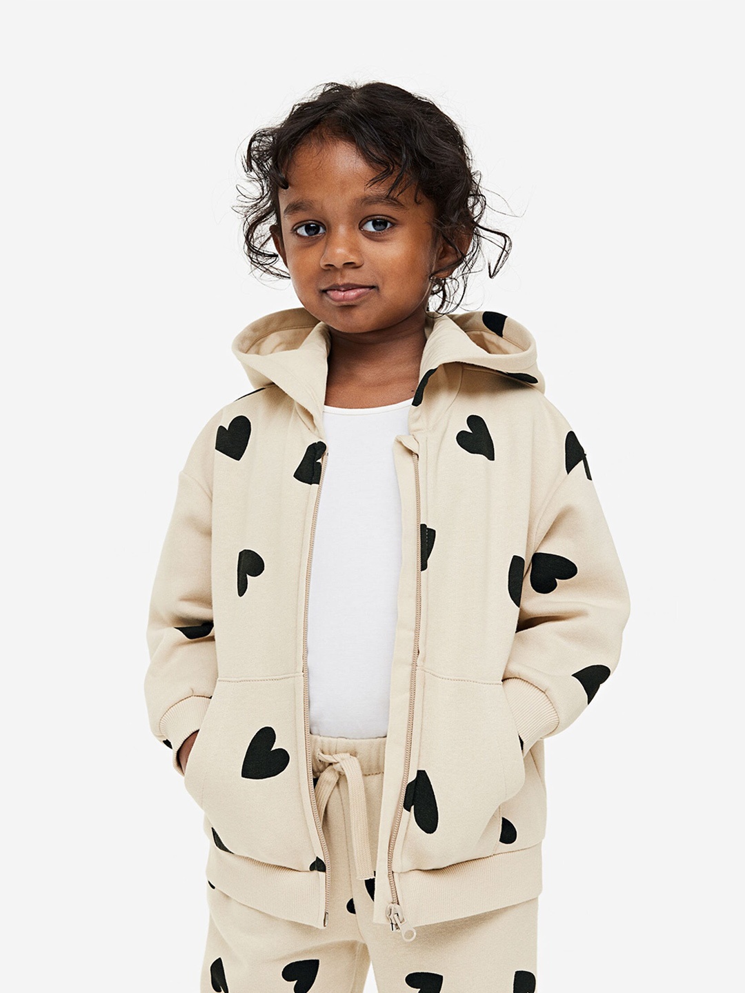 

H&M Girls Zip-Through Hoodie, Beige