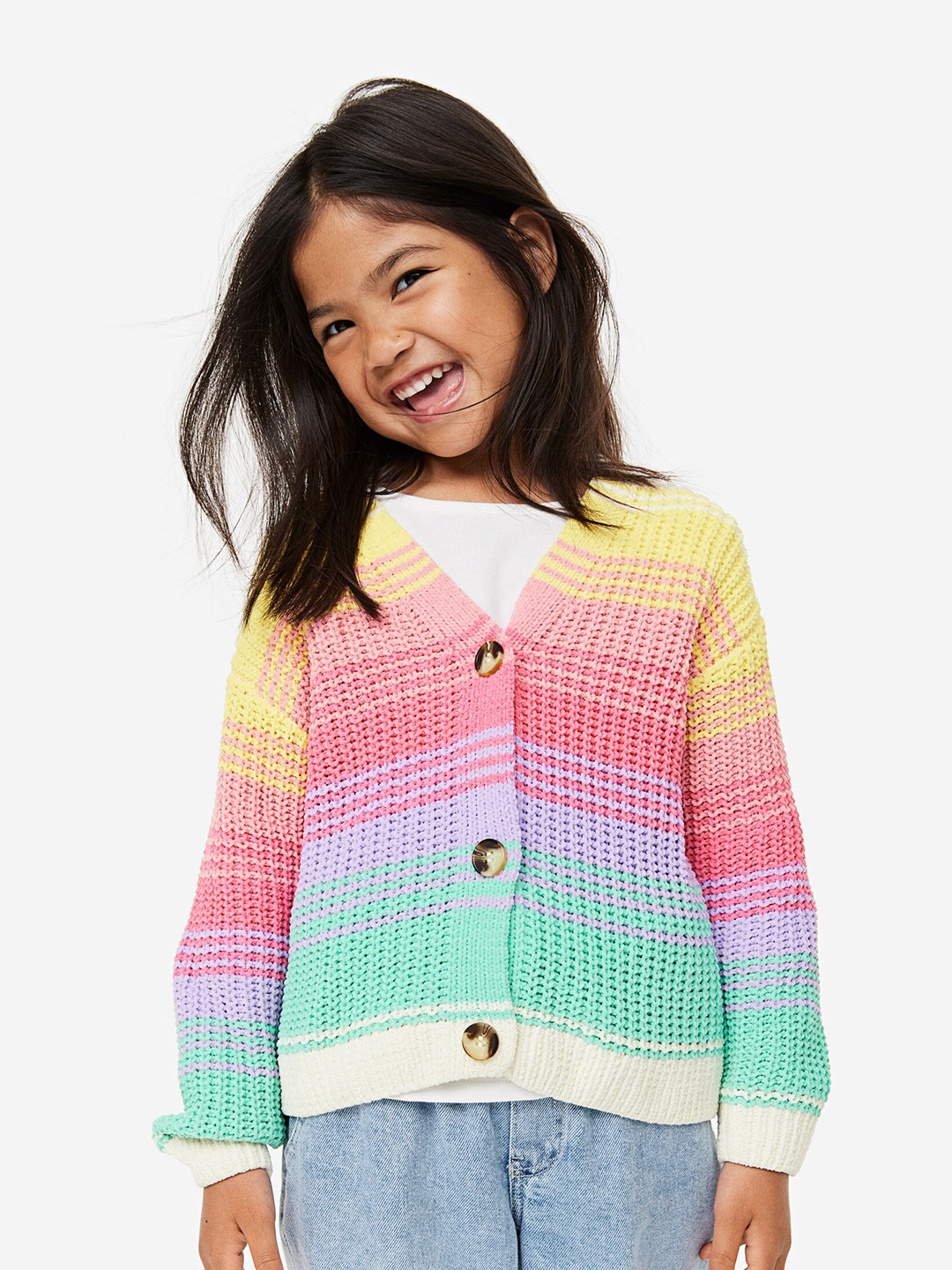 

H&M Girls Patterned Cardigan, Pink