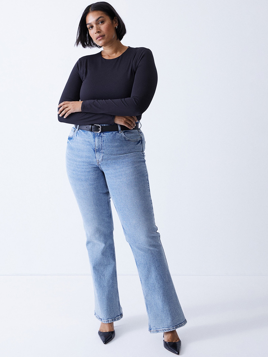 

H&M Women Bootcut High Jeans, Blue