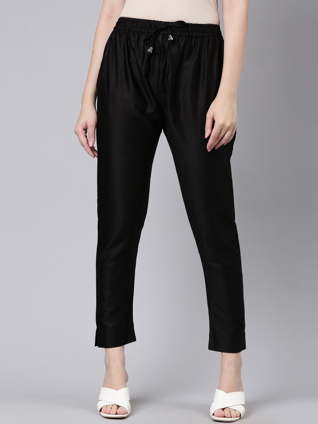 

GOLDSTROMS Women Regular Fit Cigarette Trousers, Black