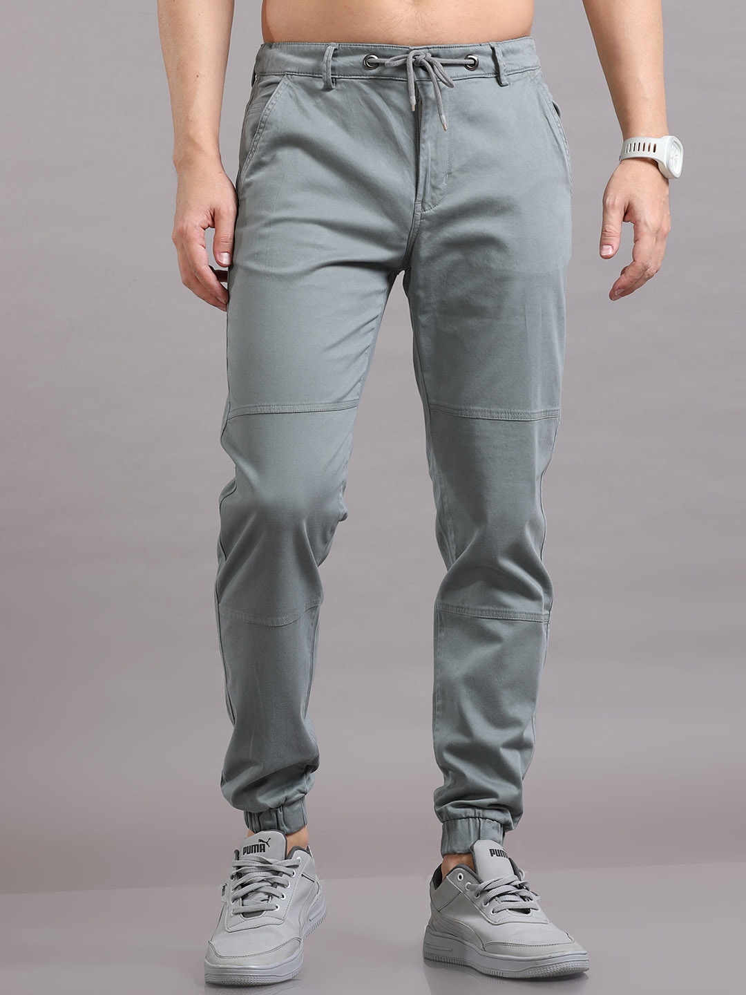 

Reslag Men Mid Rise Cotton Joggers, Grey