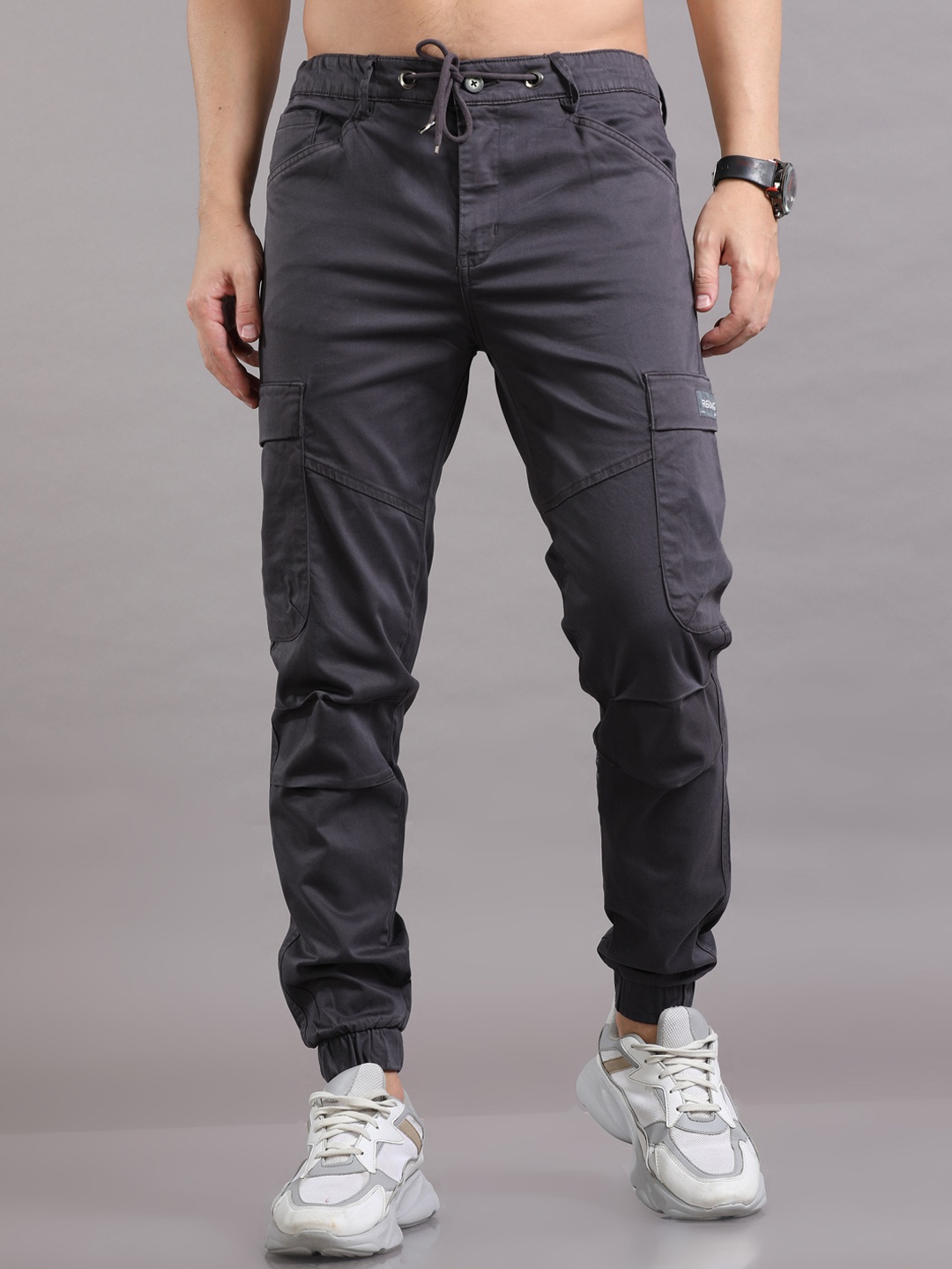 

Reslag Men Mid Rise Cotton Joggers, Charcoal
