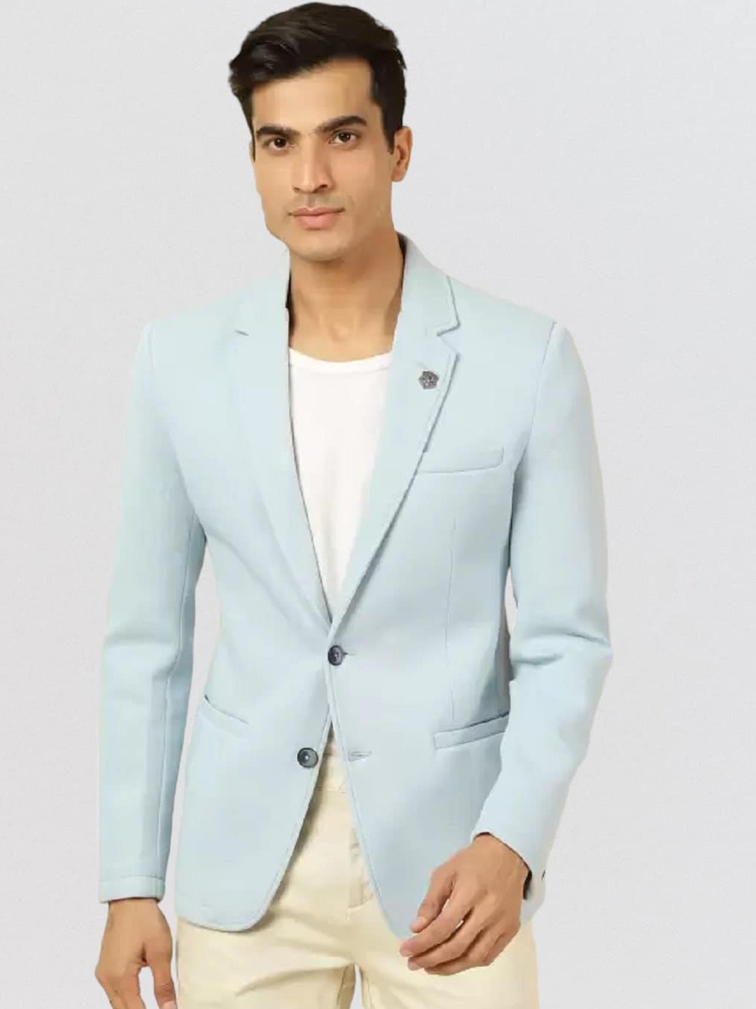 

Fort Collins Men Solid Single-Breasted Blazer, Blue