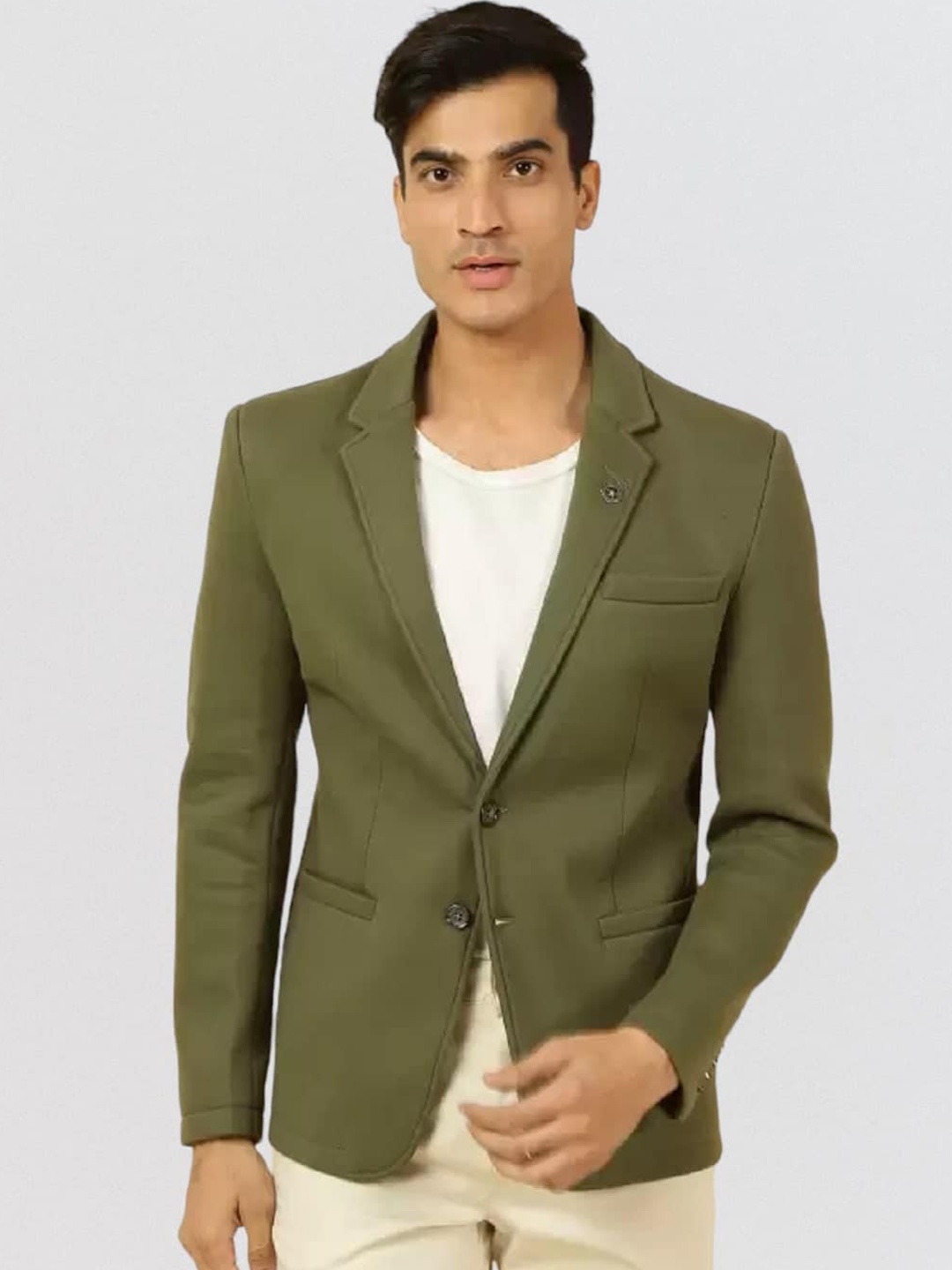 

Fort Collins Notched Lapel Collar Single-Breasted Casual Blazer, Olive