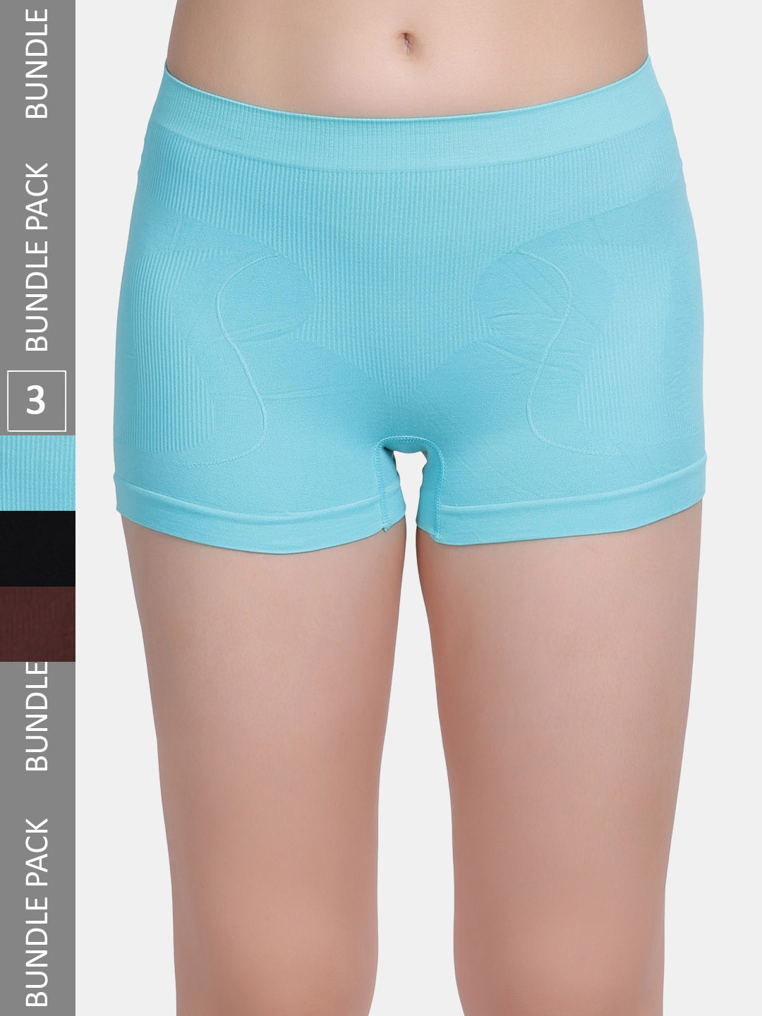

Amour Secret Women Pack Of 3 Mid-Rise Boy Shorts Briefs, Turquoise blue