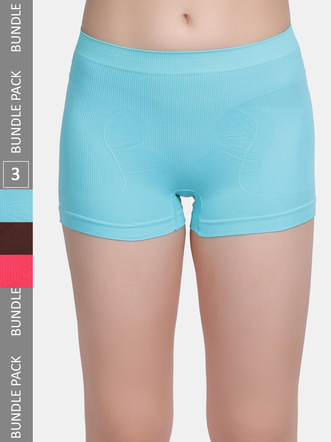 

Amour Secret Women Pack Of 3 Leaf-Proof Boy Shorts Briefs, Blue