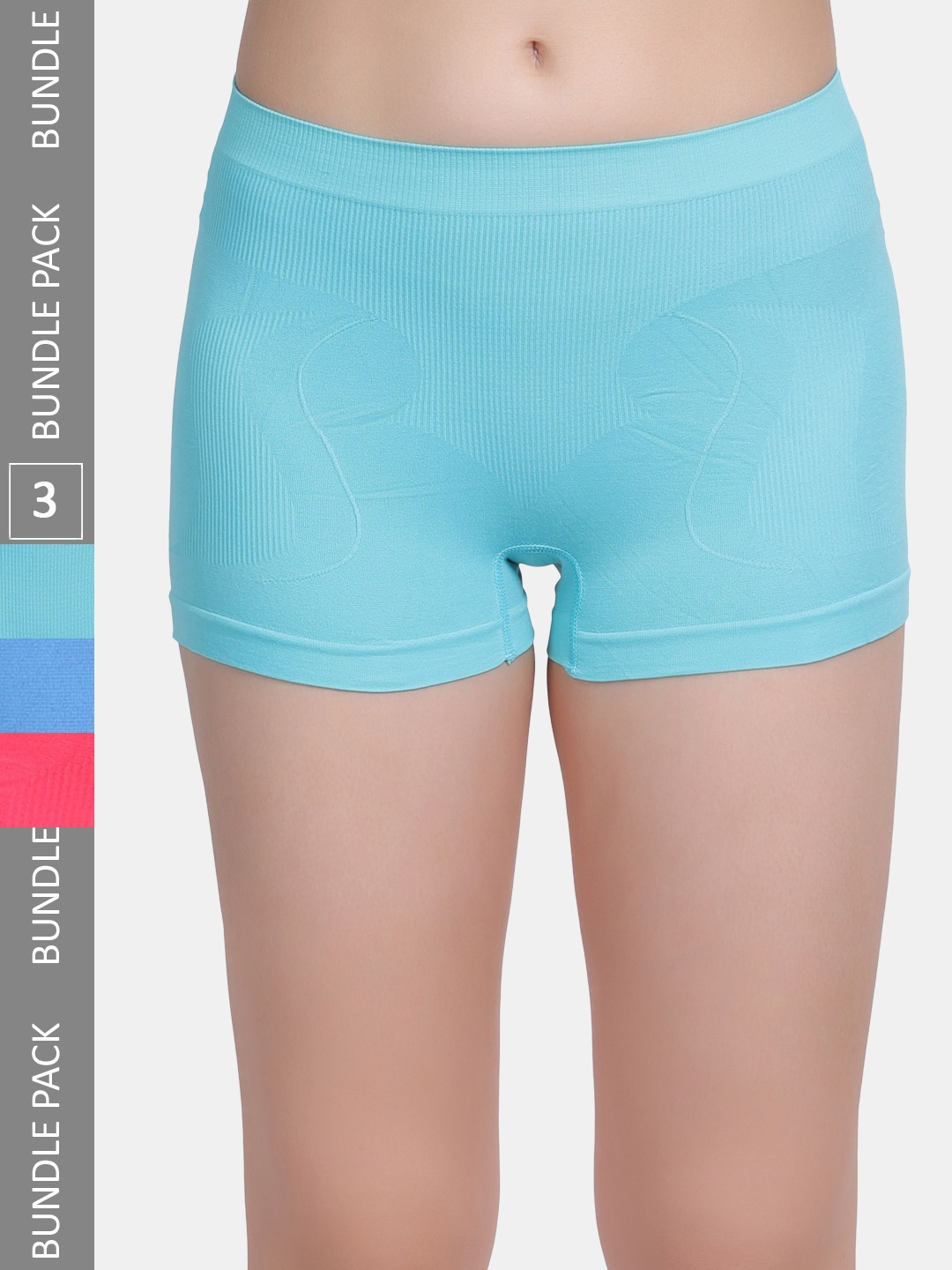 Amour Secret Pack Of 3 Mid-Rise Leak-Proof Boy Shorts Briefs, Blue