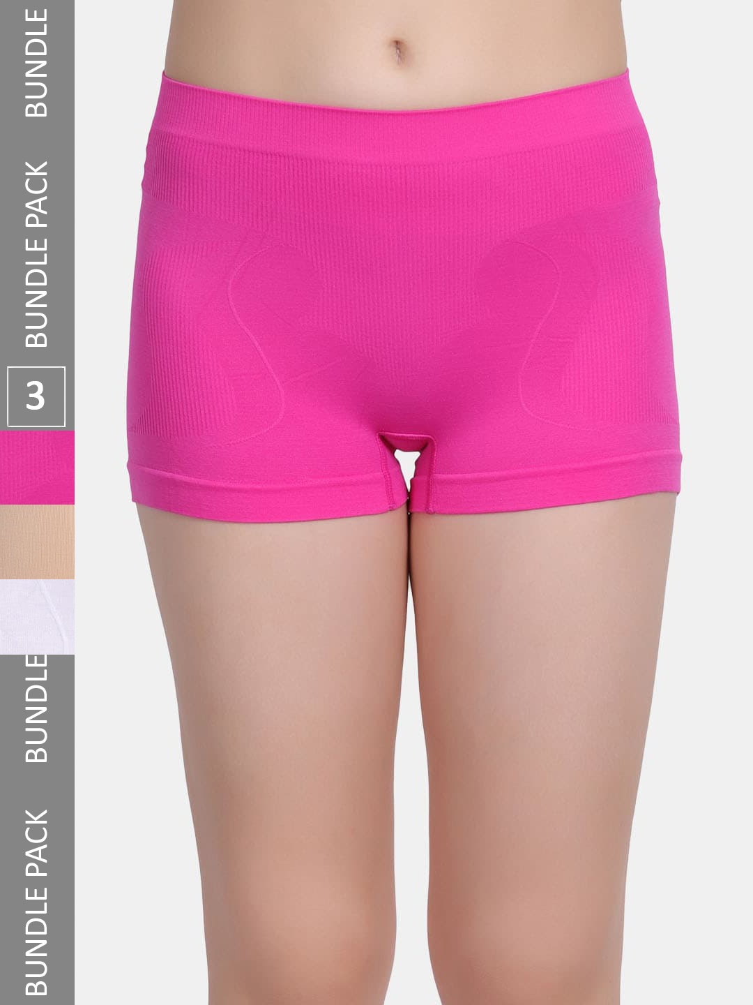 

Amour Secret Women Pack Of 3 Seamless Leak-Proof Boy Shorts Briefs P071_Dpnk_Nud_Wht, Beige