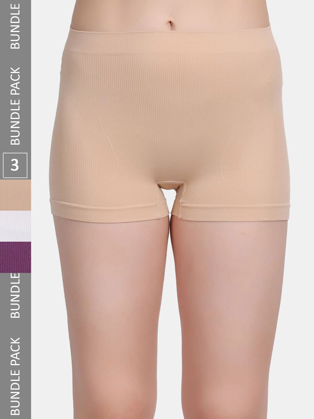 

Amour Secret Women Pack Of 3 Mid Rise Seamless Boy Shorts, White