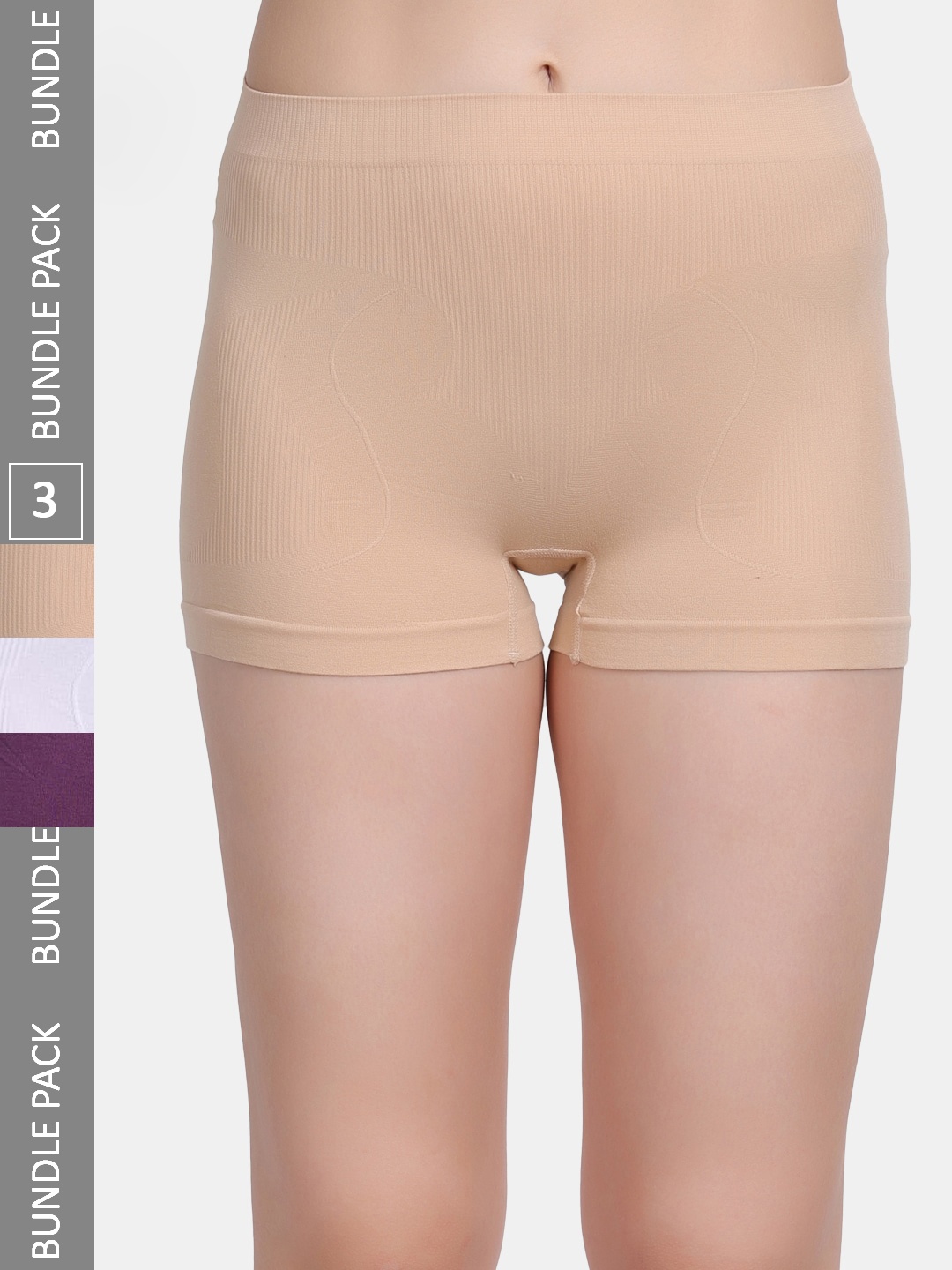 

Amour Secret Women Pack Of 3 Mid-Rise Boy Short Briefs, Nude