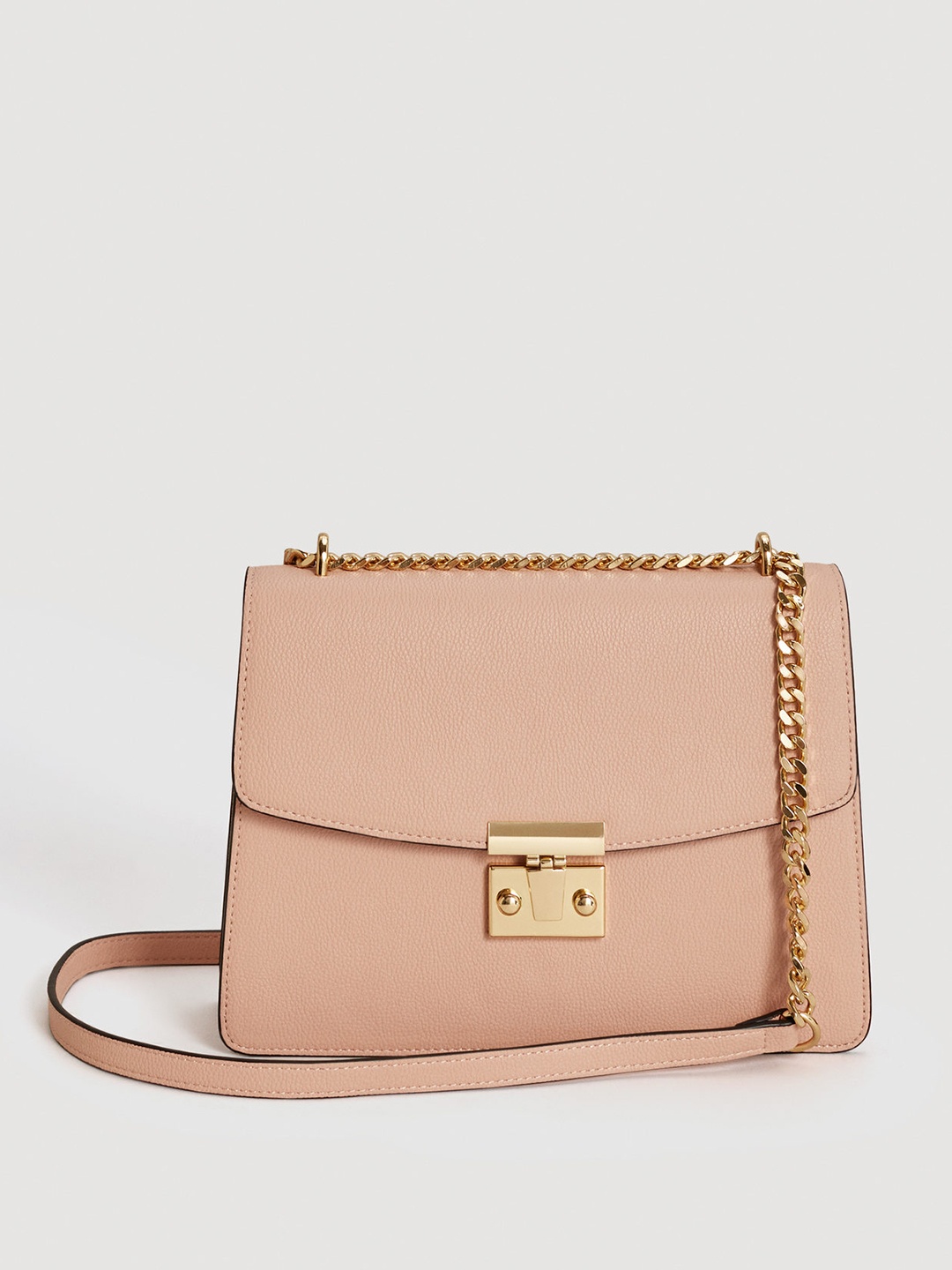 

MANGO Peach-Coloured Solid Sling Bag
