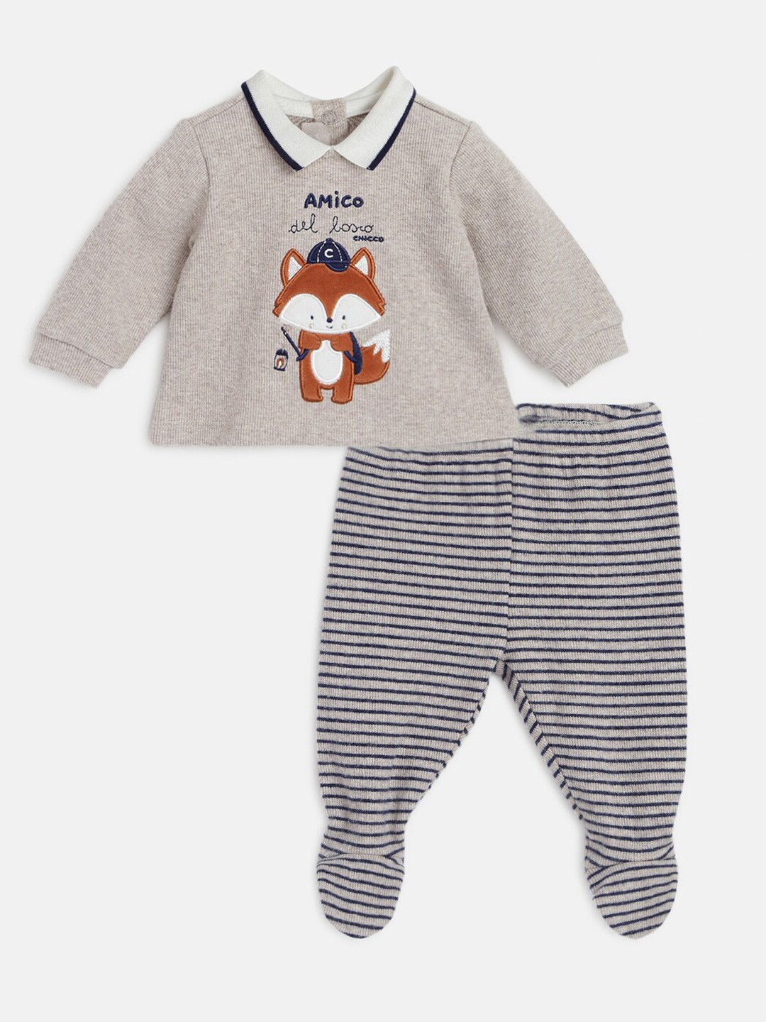 

Chicco Infant Boys Printed T-Shirt With Leggings, Beige