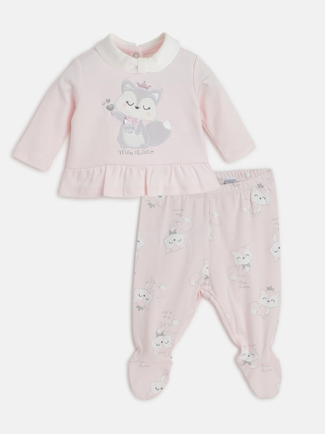 

Chicco Infants Girls Pure Cotton Applique Top with Leggings, Pink