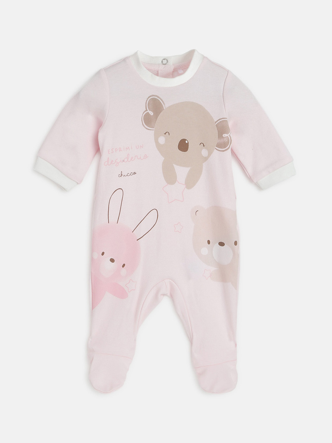 

Chicco Infant Girls Graphic Printed Pure Cotton Nappy Sleepsuit, Pink