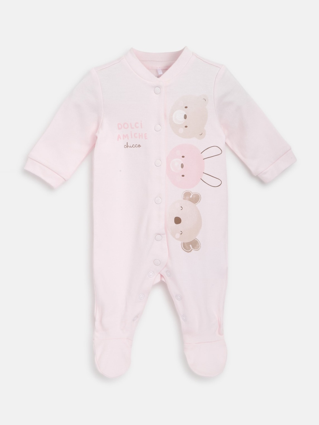 

Chicco Infants Girls Graphic Printed Pure Cotton Sleepsuit, Pink