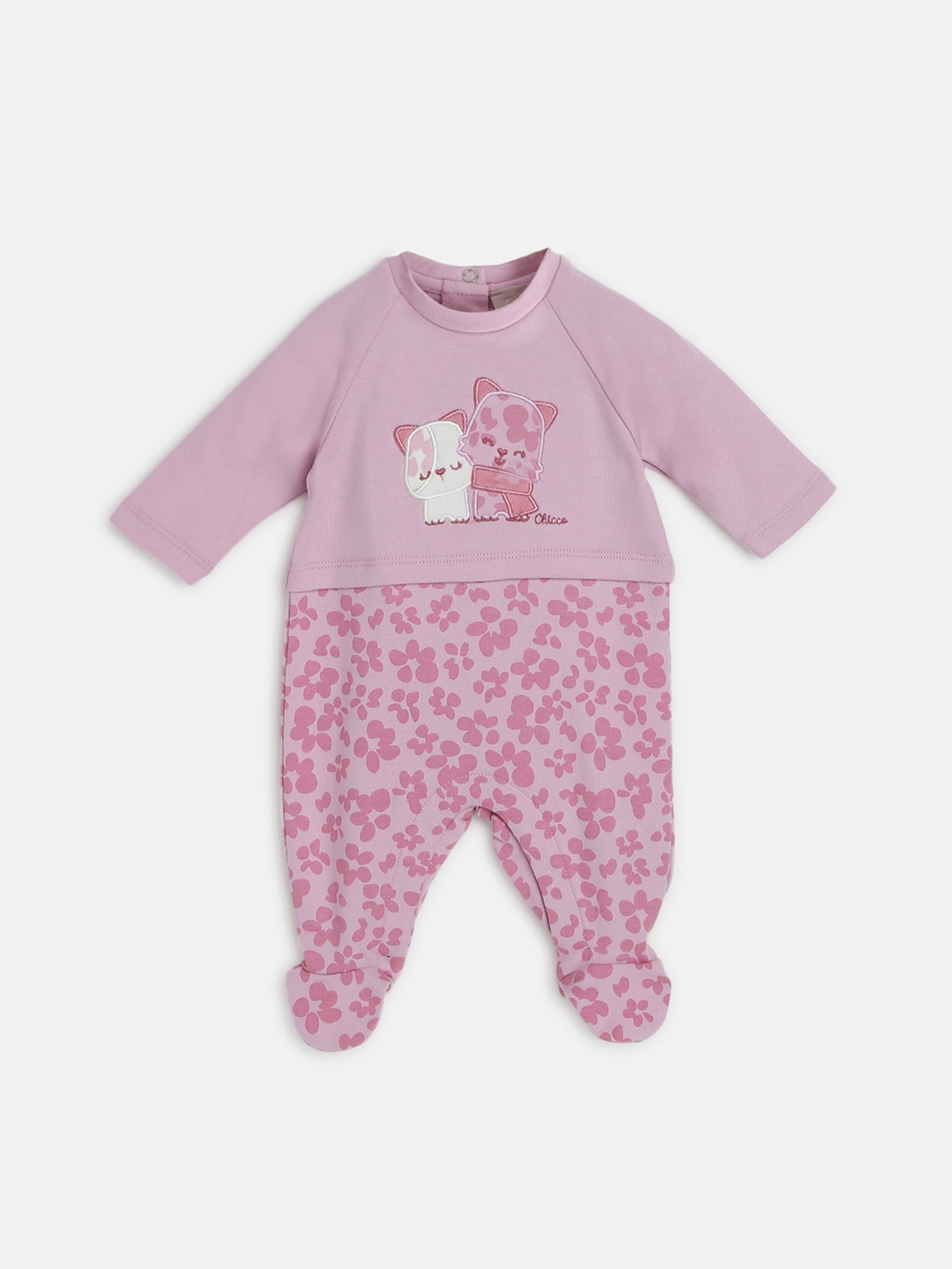 

Chicco Infant Girls Graphic Printed Pure Cotton Sleepsuit, Pink