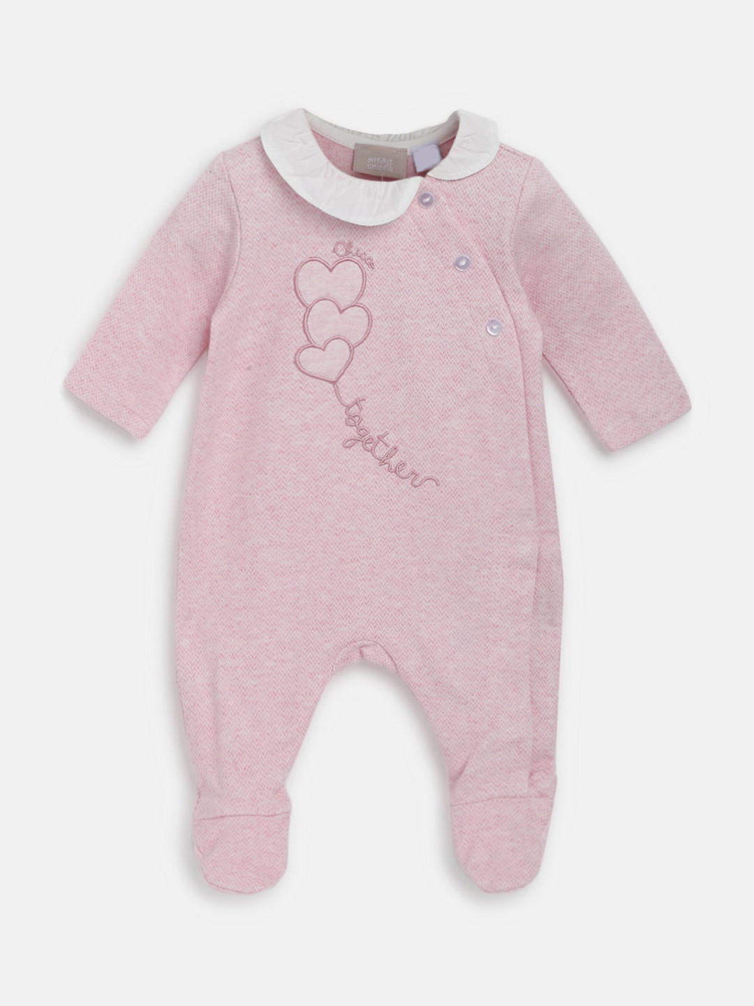 

Chicco Infants Girls Printed Pure Cotton Front Opening Sleepsuit, Pink