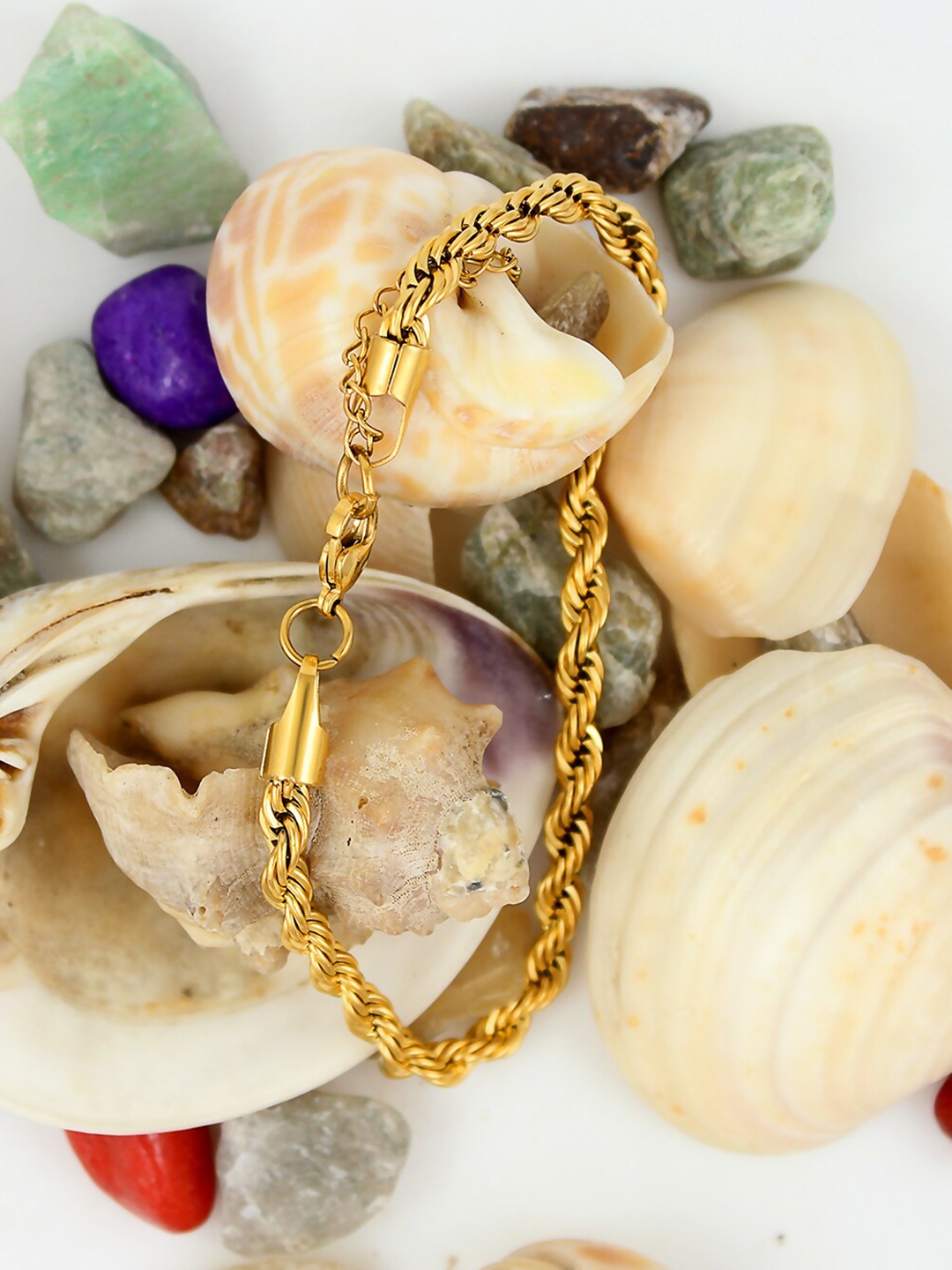 

NAKABH Men Set Of 2 Gold-Plated Link Bracelets