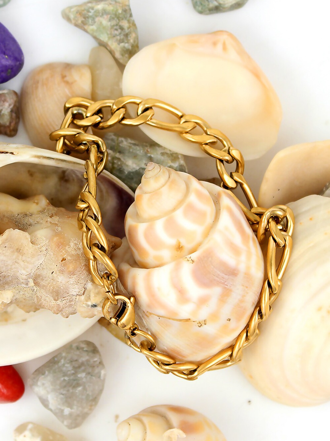 

NAKABH Men Set Of 2 Gold-Plated Link Bracelet