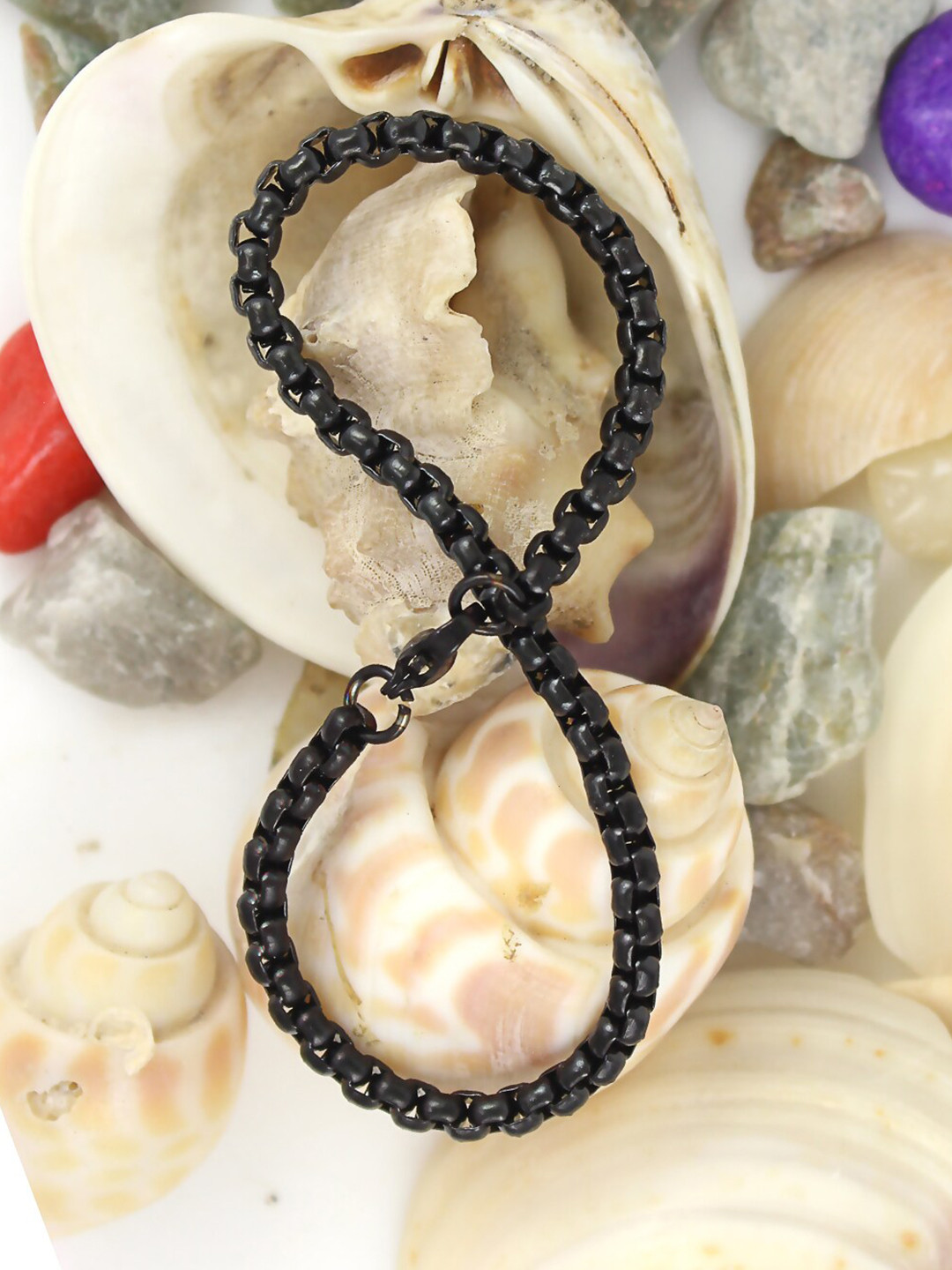 

NAKABH Men Set Of 2 Black & Gold-Plated Link Bracelets