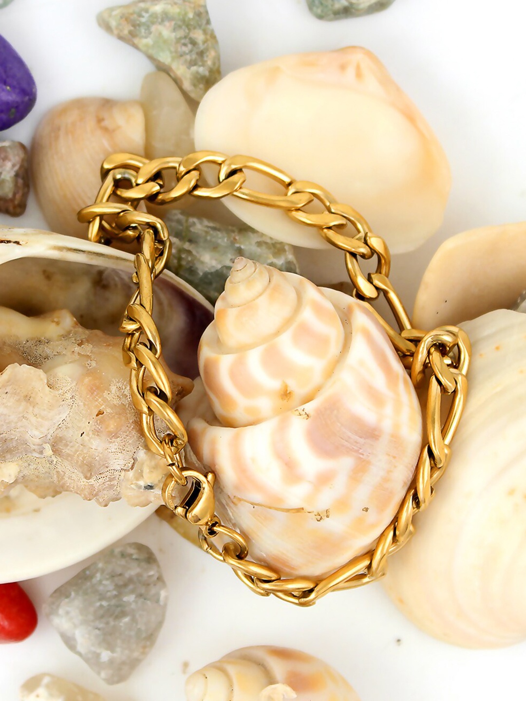 

NAKABH Men Set Of 2 Gold-Plated Link Bracelets