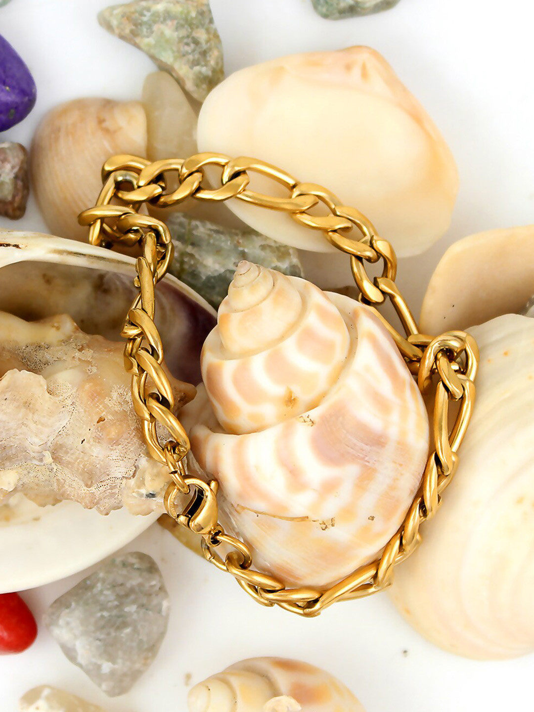 

NAKABH Men Set Of 2 Black & Gold-Plated Link Bracelets