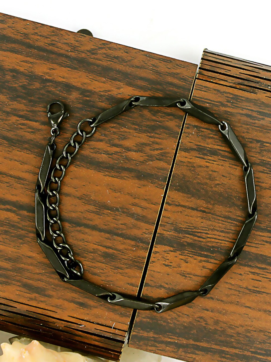 

NAKABH Men Set Of 2 Link Bracelets, Black