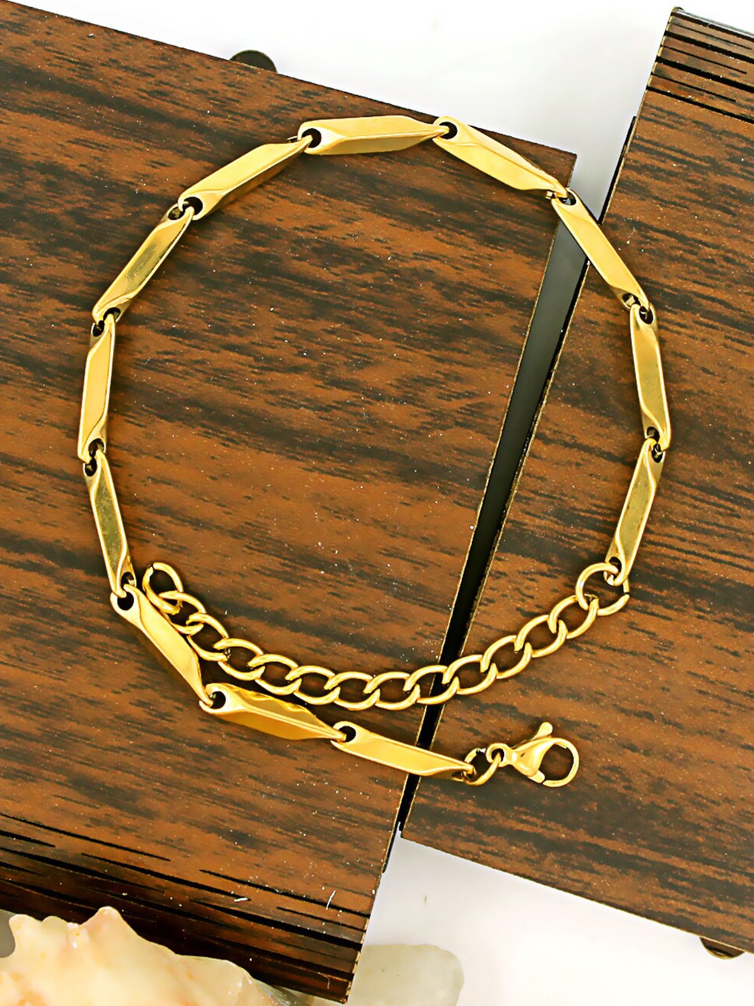 

NAKABH Men Set Of 2 Stainless Steel Link Bracelet, Silver