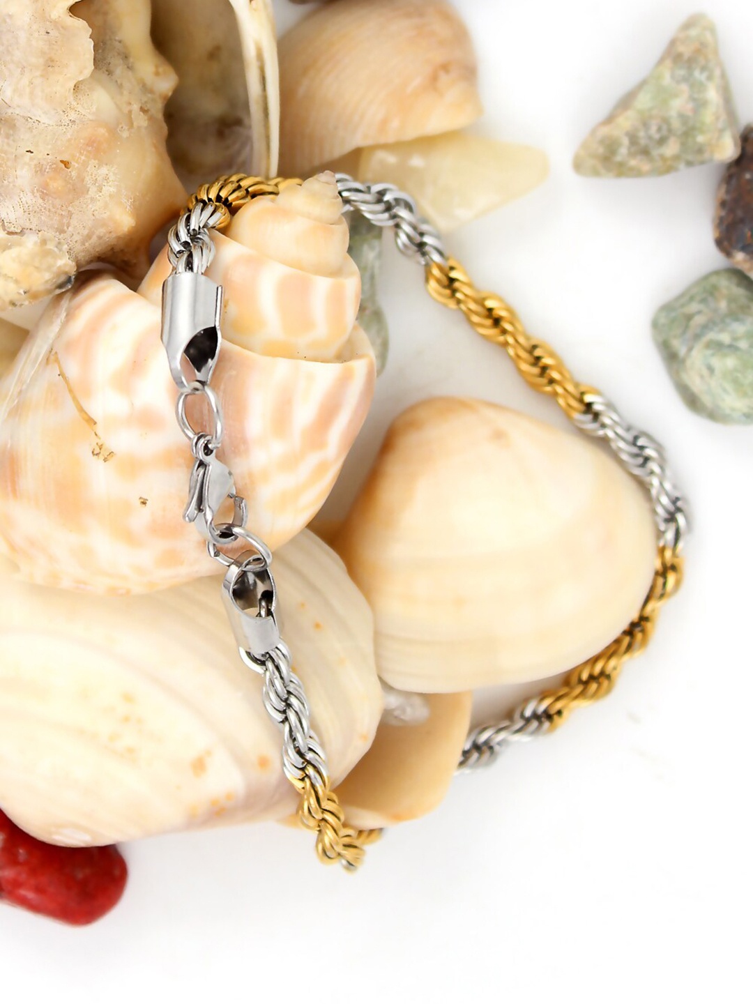 

NAKABH Men Set Of 2 Gold-Plated Link Bracelets