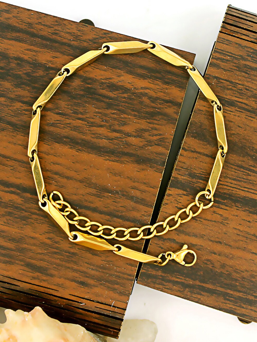 

NAKABH Men Set of 2 Gold-Plated Link Bracelets