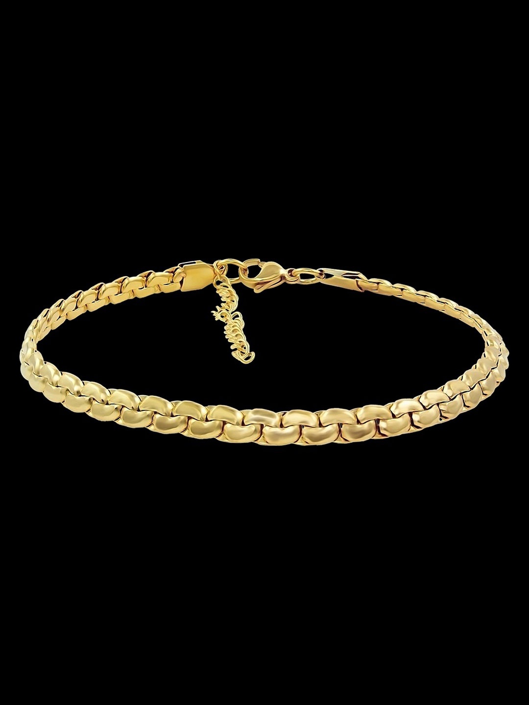 

NAKABH Men Set Of 2 Black & Gold-Plated Link Bracelets