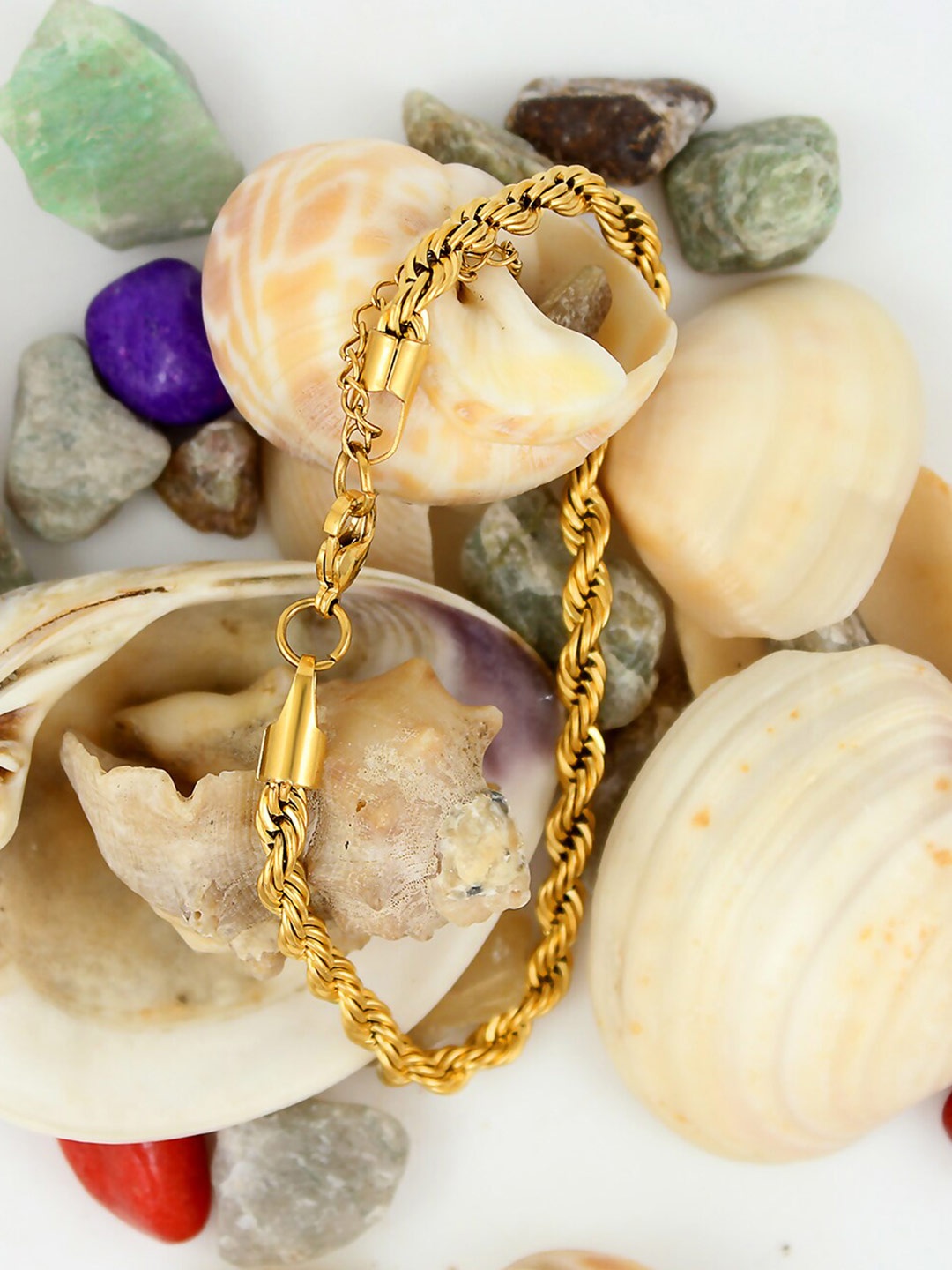 

NAKABH Men Set of 2 Gold-Plated Link Bracelets