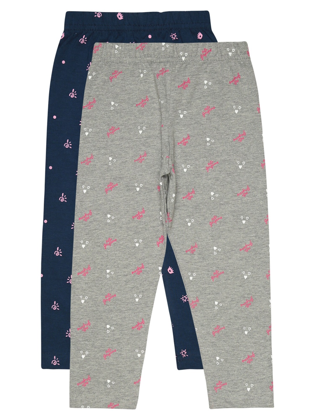 

Bodycare Girls Pack Of 2 Conversational Printed Cotton Capris, Navy blue