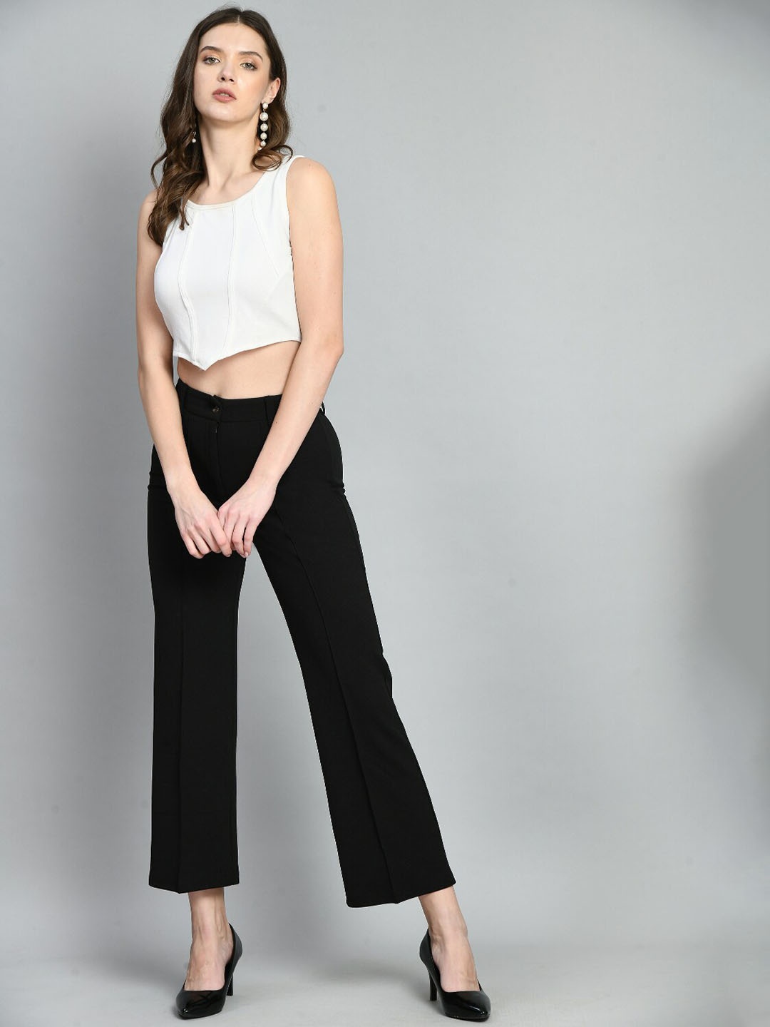 

IUGA Women Relaxed High-Rise Trousers, Black