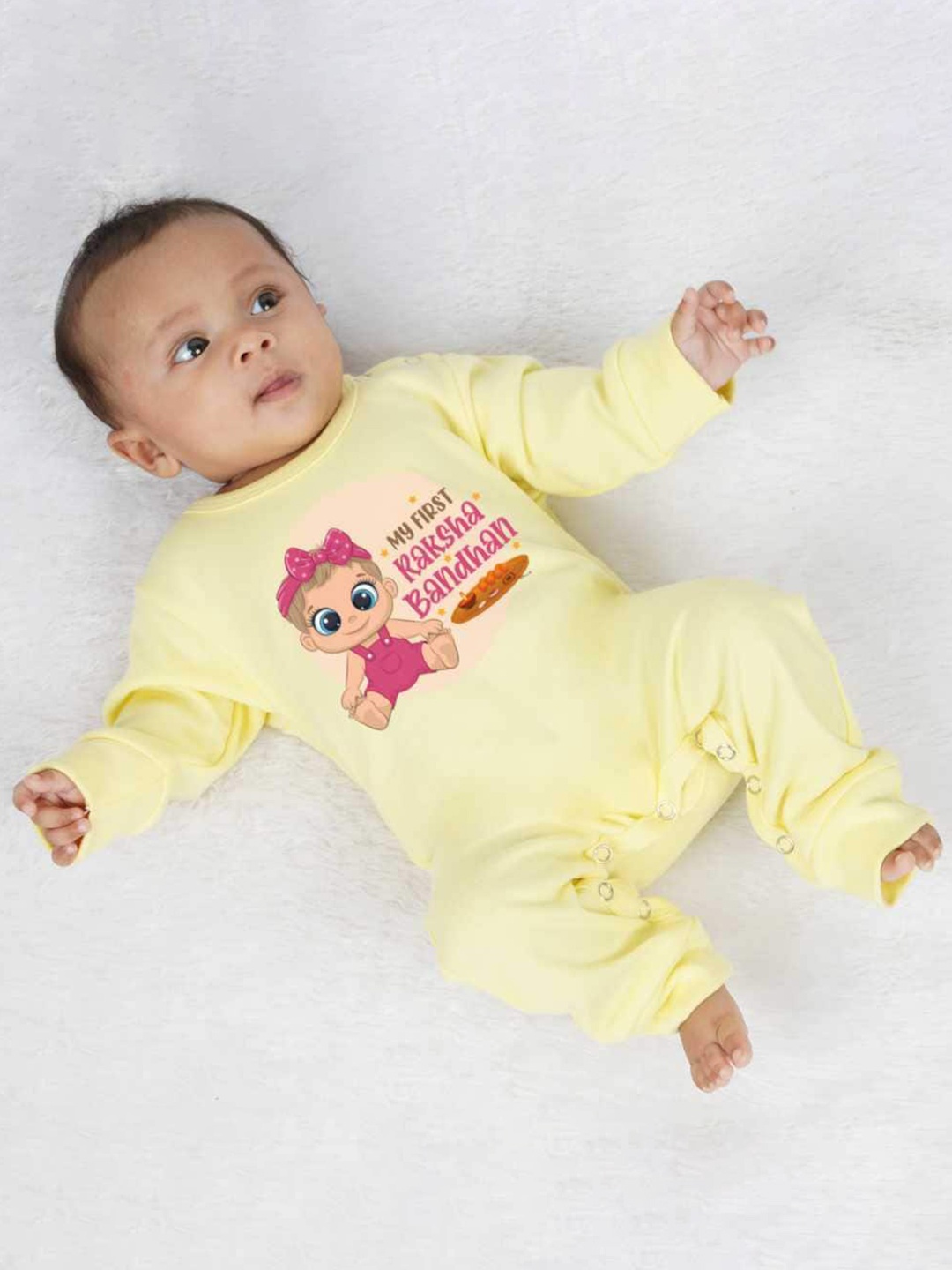 

KNITROOT Infant Boys Printed Cotton Sleepsuit, Yellow