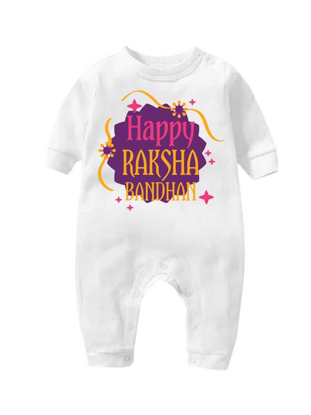 

KNITROOT Infants Typography Printed Cotton Rompers, White