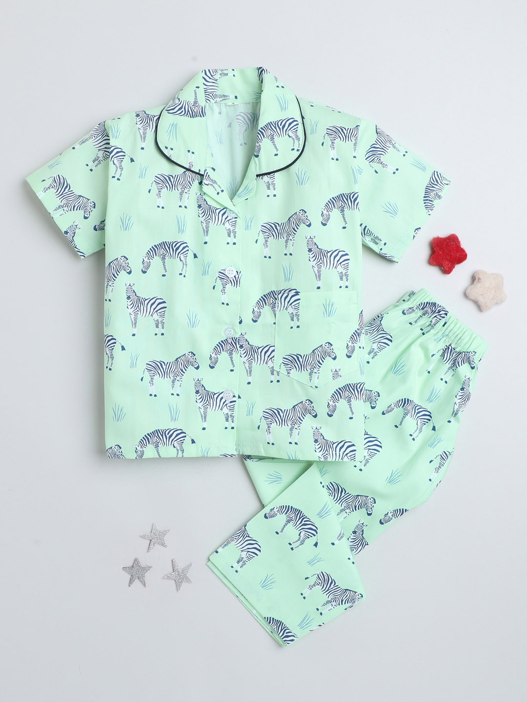 

The Magic Wand Kids Conversational Printed Night Suit, Green