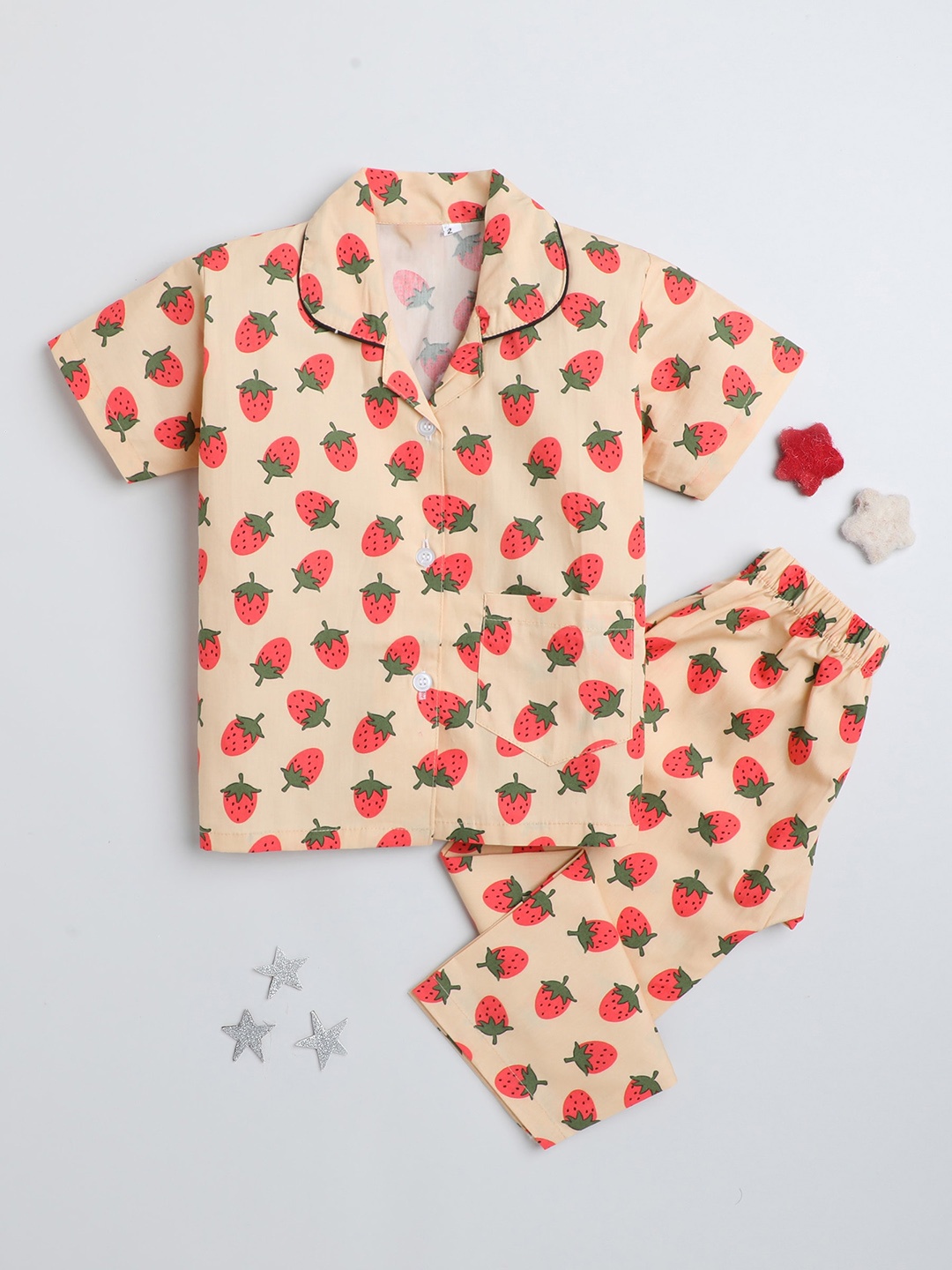 

The Magic Wand Kids Conversational Printed Night Suit, Peach