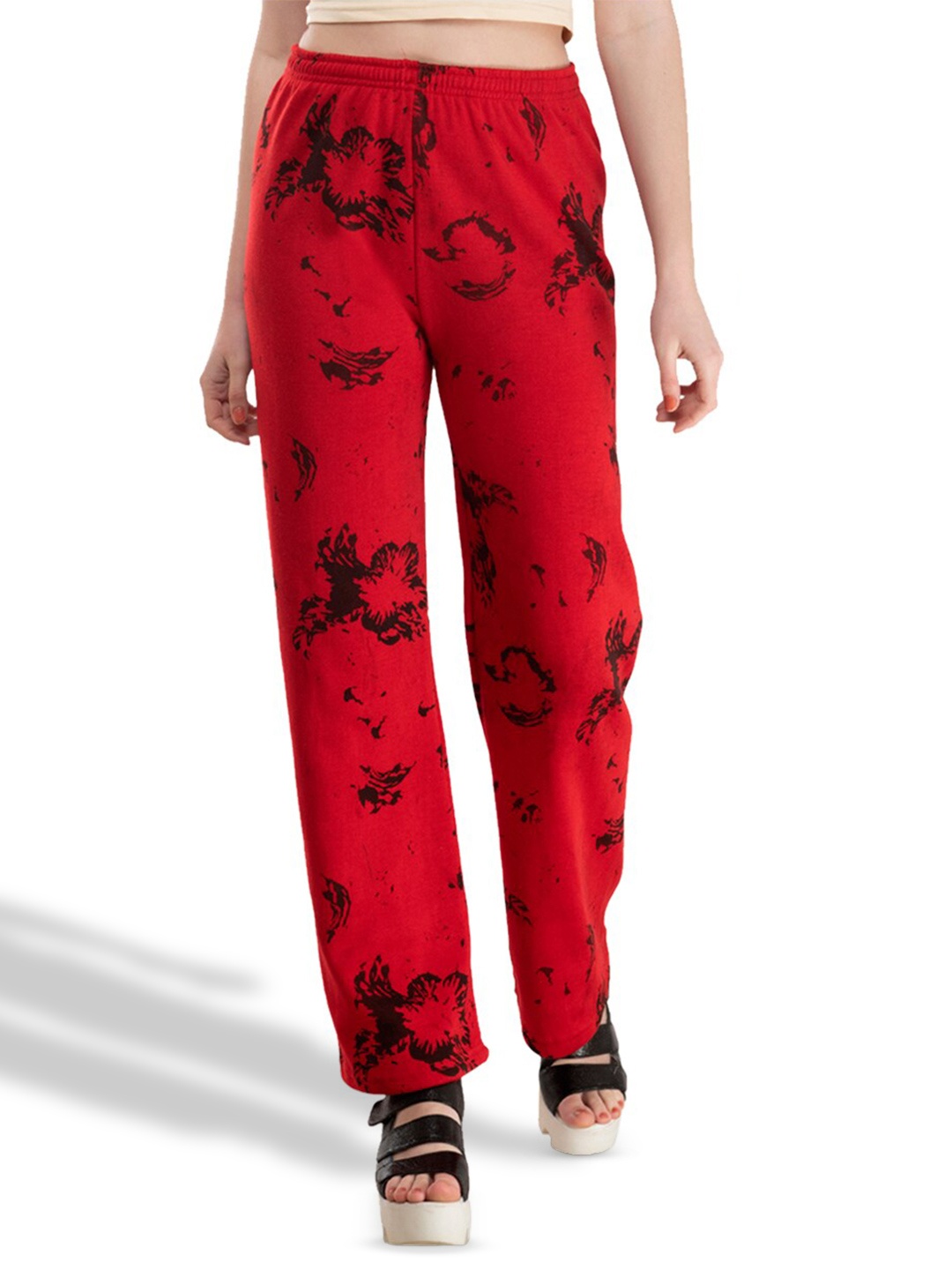 

IndiWeaves Pack Of 3 Printed Straight Fit Acrylic Palazzos, Red