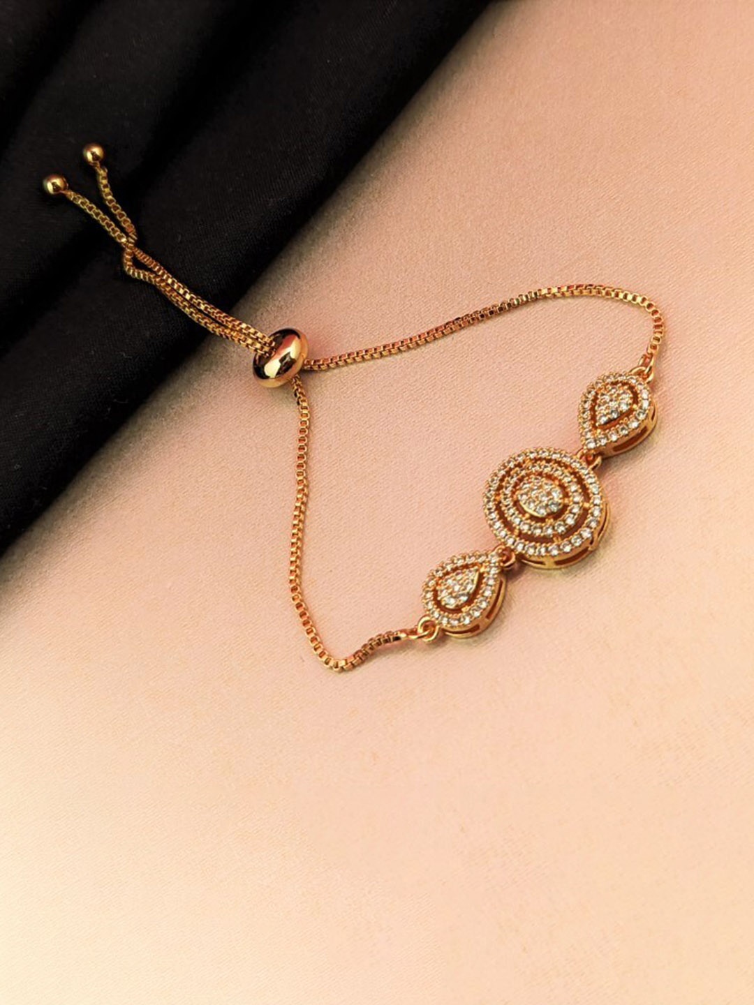 

The Pari Rose Gold-Plated American Diamond Studded Cuff Bracelet