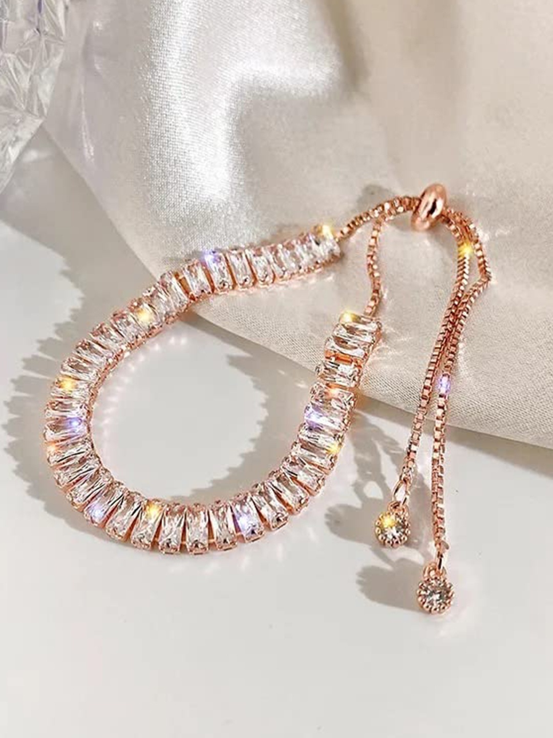 

The Pari Rose Gold-Plated American Diamond Studded Cuff Bracelet