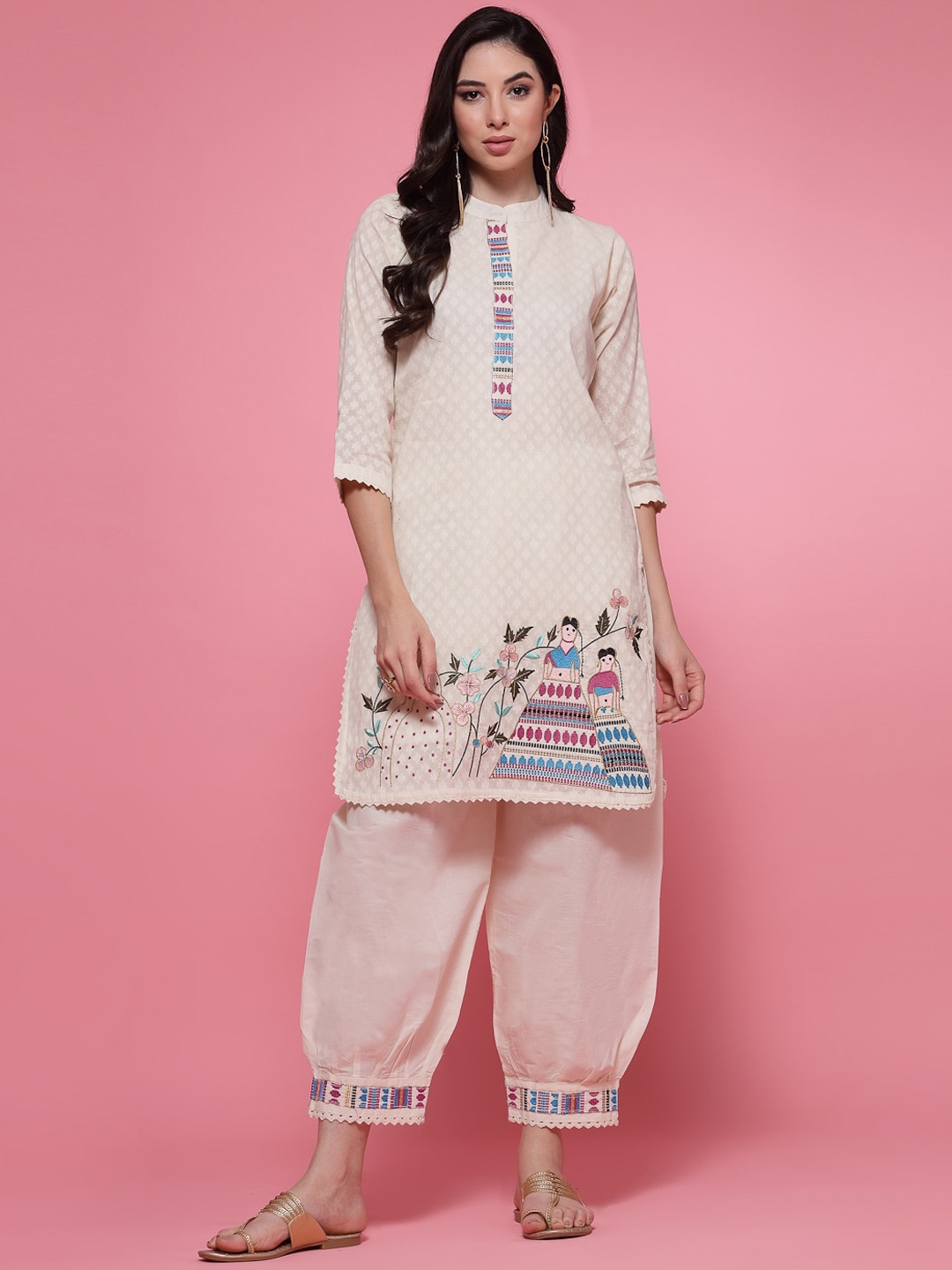 

Clora Creation Ethnic Motifs Printed Kurta With Salwar, Off white