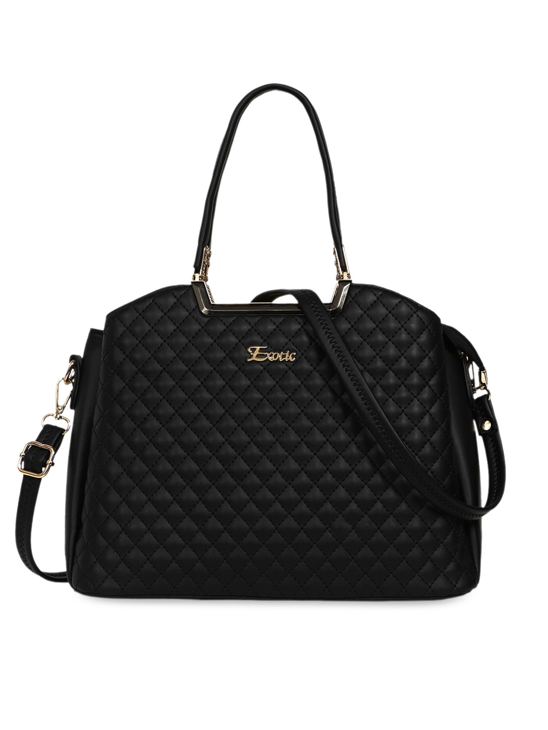 

Exotic Textured Structured Handheld Bag with Quilted, Black