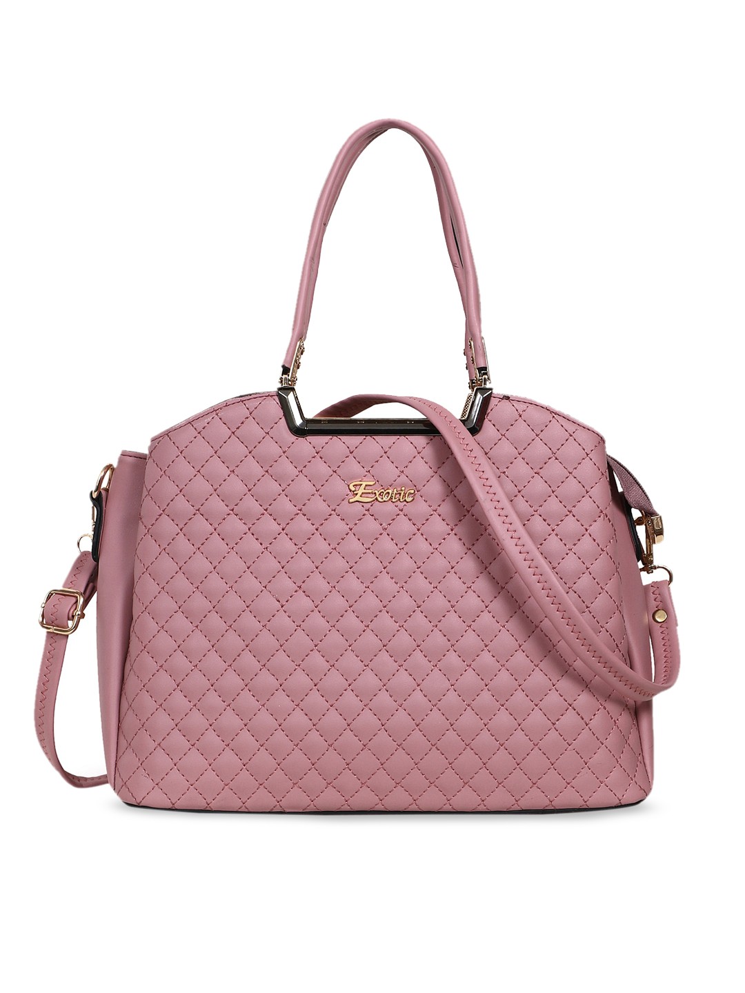 

Exotic Textured Structured Handheld Bag with Quilted, Pink