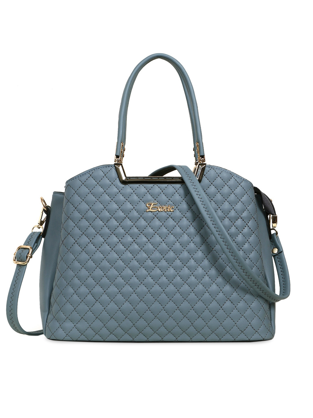 

Exotic Textured Structured Handheld Bag with Quilted, Grey