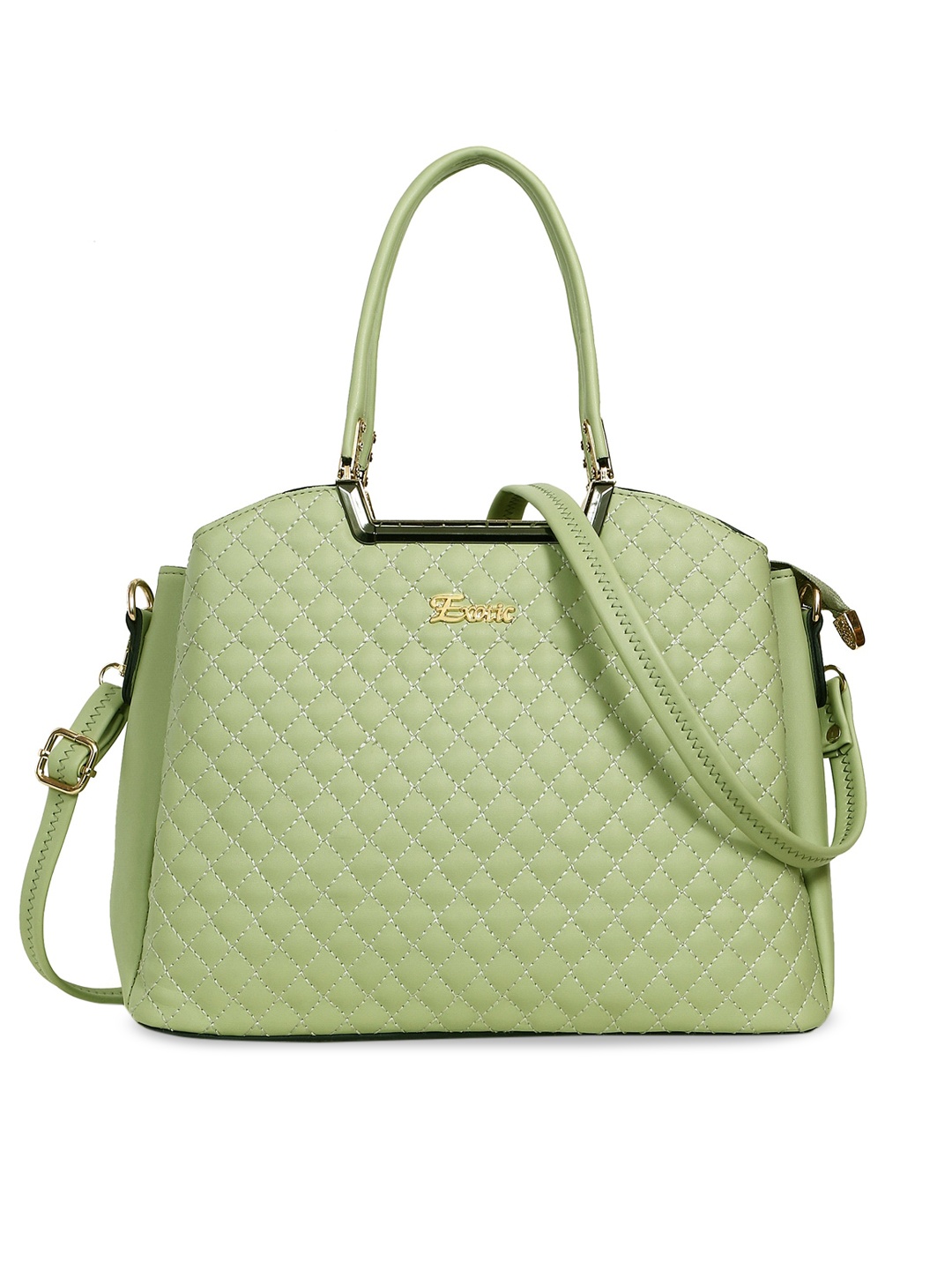 

Exotic Textured Structured Handheld Bag with Quilted, Green