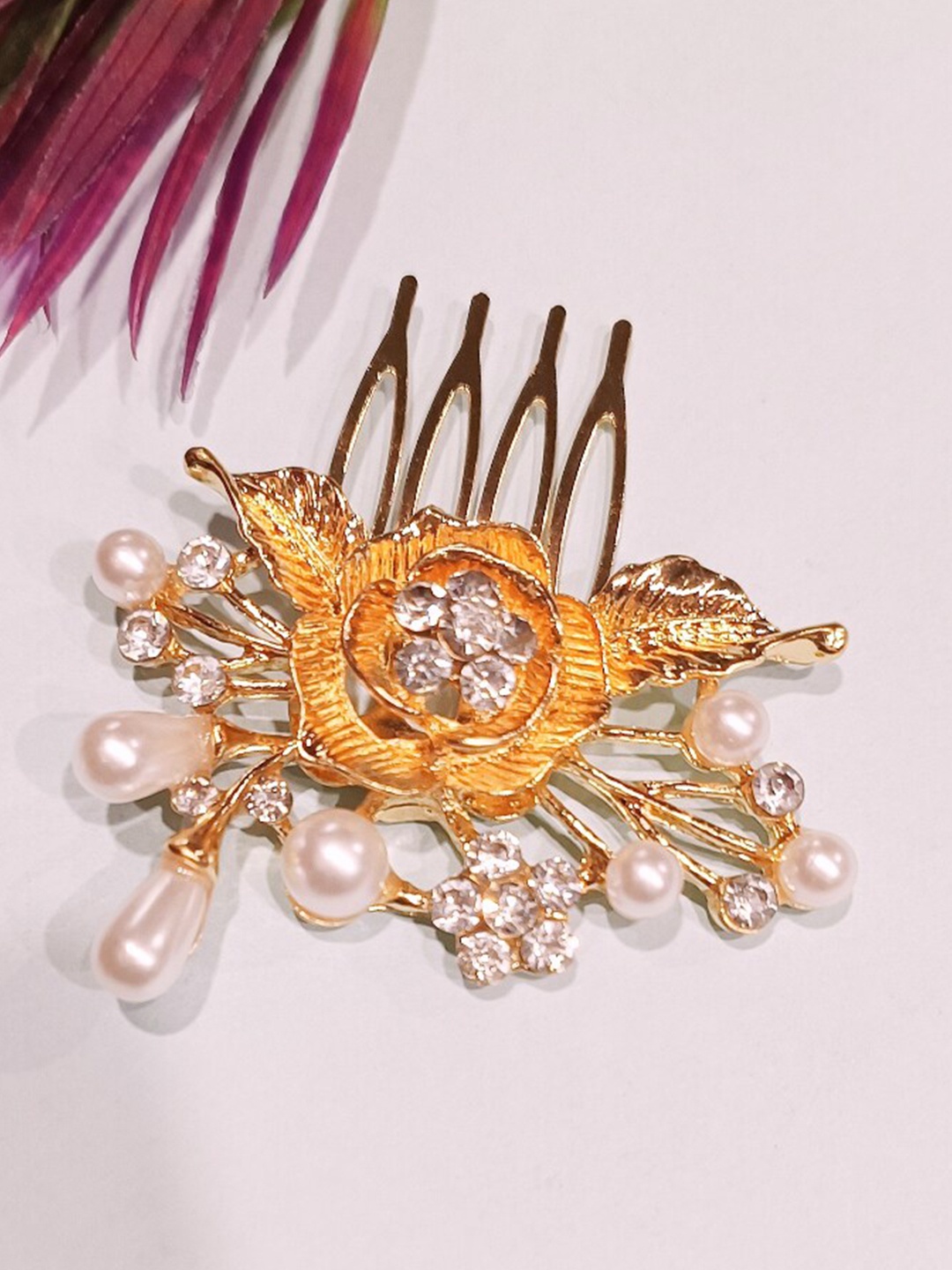 

FEMMIBELLA Women Embellished Comb Pin, Gold